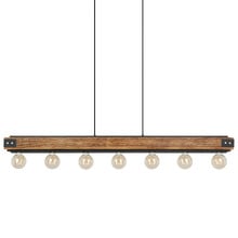 Layham Steel & Rubberwood Linear 7 Light Pendant